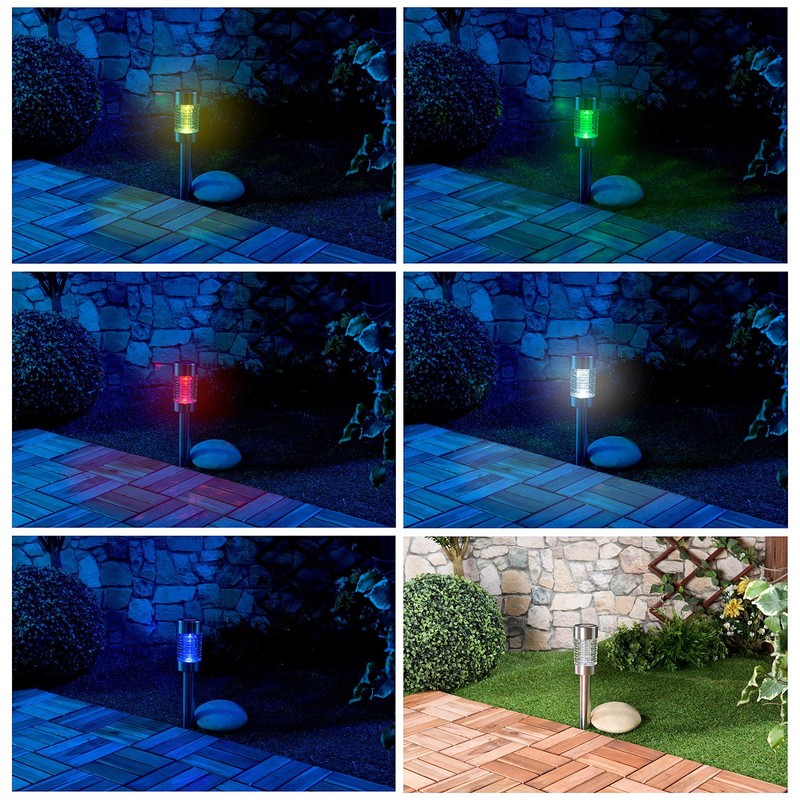 Lunartec Solar RGB LED Path Light Sensor Remote Control Stainless