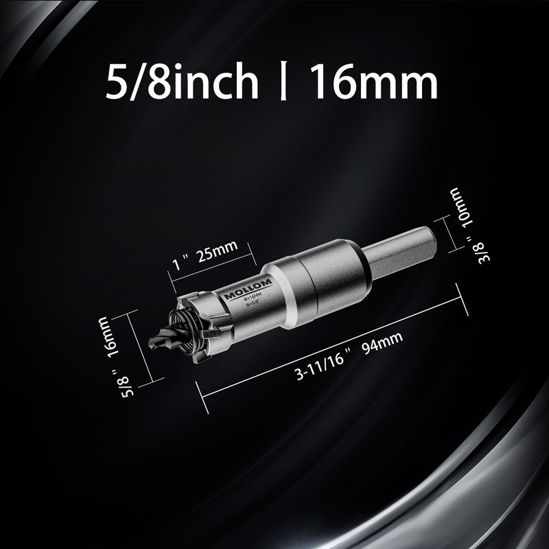 Mollom 5/8inch (16mm) 2Pcs Heavy Duty Carbide Hole Saws, Hole