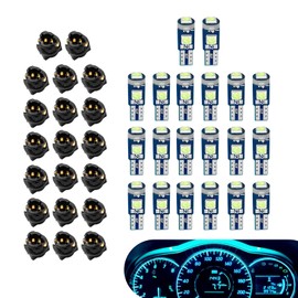 Shakas 20Pcs 74 LED Lights for Car Dashboard, T5 37 74 LED Bulb with Twist Lock Socket, Vehicle Center Console Indicator Replacement Bulb Sets, for Most Vehicles (Blue)