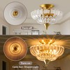 FTL Gold Semi Flush Mount Ceiling Light, Vintage Scalloped Transparent