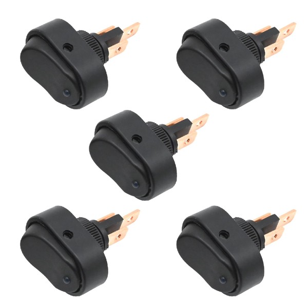 Vkinman 5Pcs ASW-20D-BU 12V LED Lighted Rocker Switch, 3 Pin