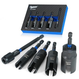 PACMANN Wing Nut Driver Set 5PCS with Quick Release Bit Holder, 1/4" Hex Shank, Color-Coded 9mm 12mm 15mm 18mm, Durable Cr-V Steel for Wing Nuts, Eye Bolts, Wire Twisting, with EVA Storage Case