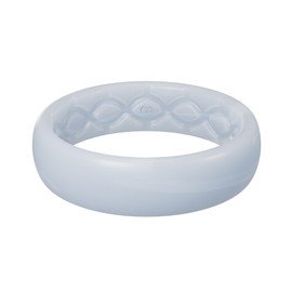 Groove Life Thin Pearl Gray Ring - Breathable Silicone Wedding Rings for Women, Unique Design, Comfort Fit Ring - Size 8