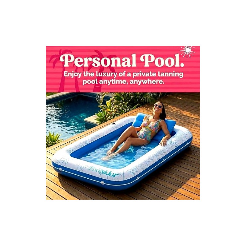 Poolsider Inflatable Tanning Pool Lounger |Large Inflatable Tanning Bed for