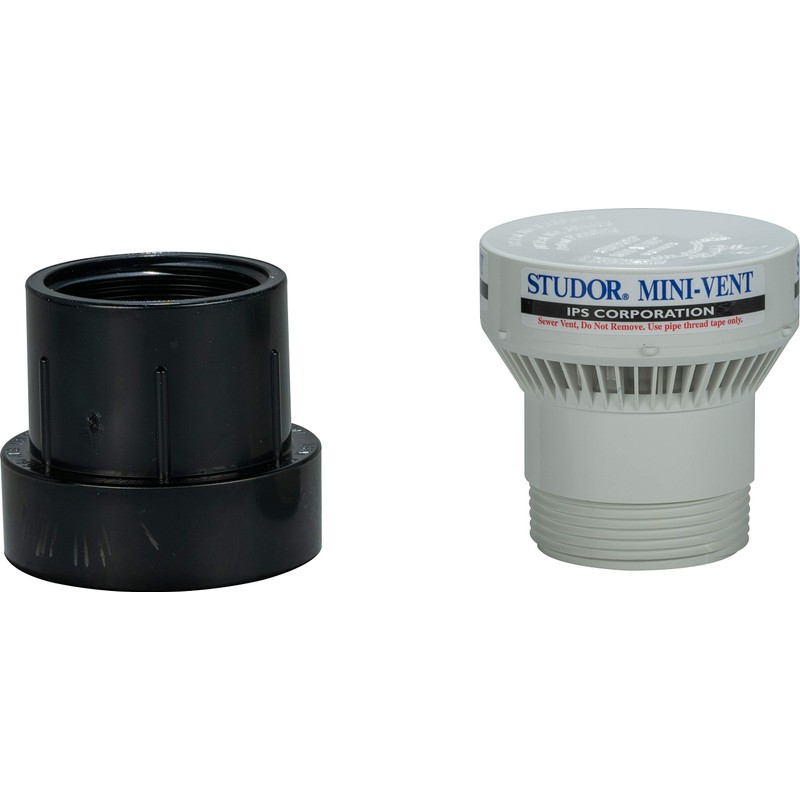 Studor 20340 Mini-Vent Air Admittance Valve with ABS Adapter, 1-1/2-