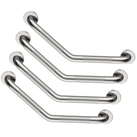 20 Inch Angled Grab Bar 4 Pack, YuanDe Polished Chrome Bathroom Grab Bar Handle w/Anti-Slip Knurled Grip, Stainless Steel Bath Balance Bar, 1.25" Tube Safety Hand Rail Support,Handicap Elderly Senior