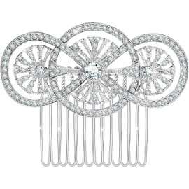 Women's Silver Rhinestone Crystal Vine Bridal Comb, Wedding or Prom Hair Side Comb Art Deco Accessory for Women (Silvery, One Size)