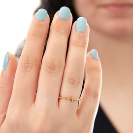 Silver Smile 18K Gold Vermeil Cross Ring for Women – Hypoallergenic, Tarnish Resistant, Minimalist Christian Purity Ring – Meaningful Religious Gift for Easter, Birthday or Anniversary (Gold, 6)