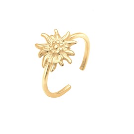 Elli Women's Real Jewellery Ring Adjustable Edelweiss Wiesn in 925 Sterling Silver, Silver, No Gemstone