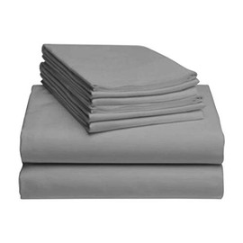 LuxClub 6 PC Sheet Set Bamboo Sheets Deep Pockets 18" Eco Friendly Wrinkle Free Sheets Machine Washable Hotel Bedding Silky Soft - Light Grey Queen