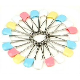 SPHTOEO 50PCS Baby Safety Pins 2.2'', Stainless Steel Cloth Diaper Pins with Locking Heads, Assorted Color Nappy Pins for Prefolds, Flats, Laundry, Sewing & Craft Projects