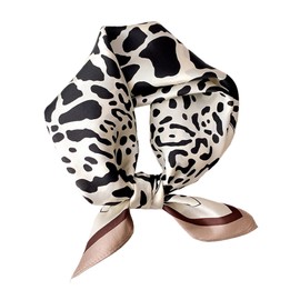 Aufeel Women's 100% Pure Mulberry Silk Small Square Scarf - Neckerchief Women - Silk Headscarf - 21" x 21" (Grey Leopard)