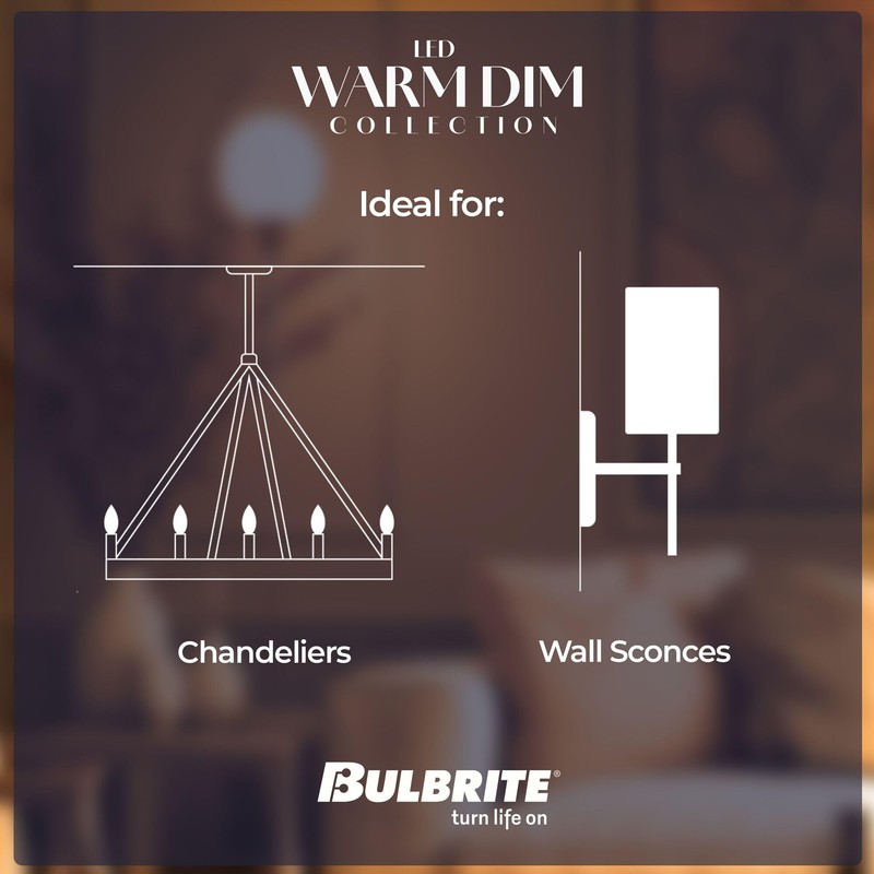 5 Watt LED B11 Light Bulbs, Warm Dimming 3000K (Soft