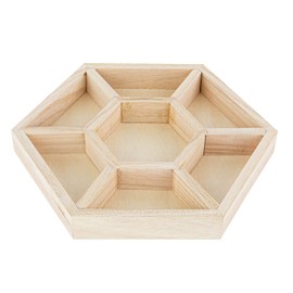 Wooden Tray with 7 Sections – 2 Pack Hexagon Tray Chip and Dip Platter – Divided Serving Tray for Appetizers & Snacks – Veggie Platter - Food Trays for Party Montessori Wooden Trays - 10.5”x10.5"x1"