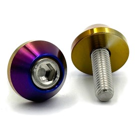 【COTRAX】 Lightweight Aluminum Number Plate Bolts with Washer + Stainless M6 Bolts Dress-Up Custom Screws Universal Parts for Cars and Motorcycles Circle 4-Piece Set Titanium Burnt Color (Neo Chrome)