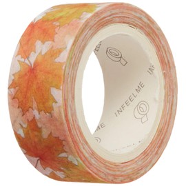 Wrapables® Flowers and Greens Washi Masking Tape, 15mm x 7m Orange Maple Leaves