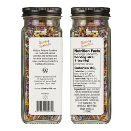 Watkins Watkins Rainbow Decorating Sprinkles, No Artificial Dyes, Kosher, 3.4 Ounce Jar, 1-Pack