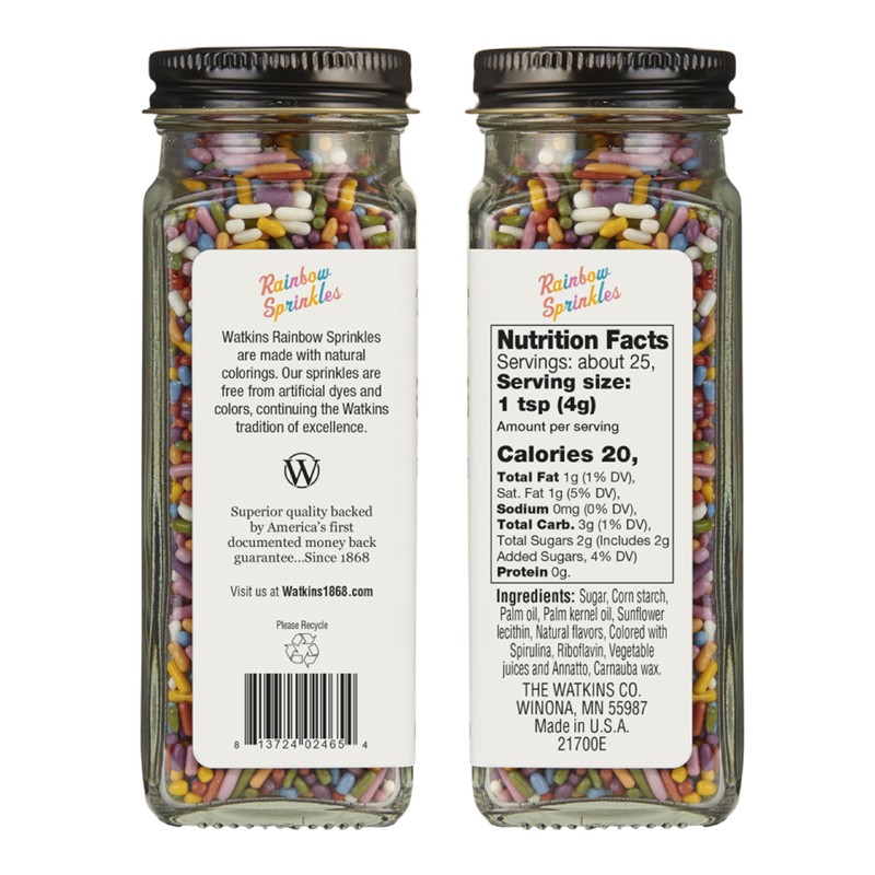 Watkins Watkins Rainbow Decorating Sprinkles, No Artificial Dyes, Kosher, 3.4
