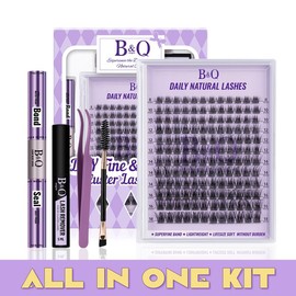 Flora Natural C Curl Kit - 120pcs 8-18mm Eyelash Cluster DIY Springtok Lash Extensions at Home Makeup Cosmetic with Natural Lash Look:_144pcs Z01 Kit (D Curl Black Band)