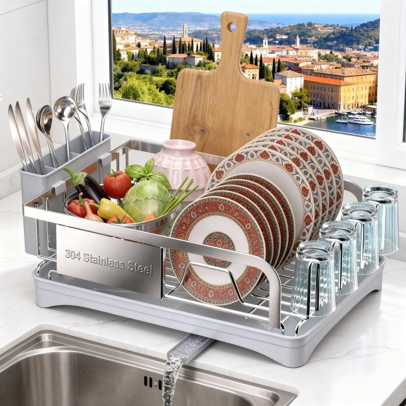 Godboat Dish Drying Rack -304 Stainless Steel Dish Rack for