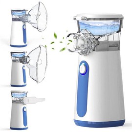 Portable Nebulizer, Quiet Handheld Mist Humidifier for Home and Travel, Includes 3 Masks, Adjustable Mist for Relaxing Airflow, Easy to Use Day or Night:_Gray
