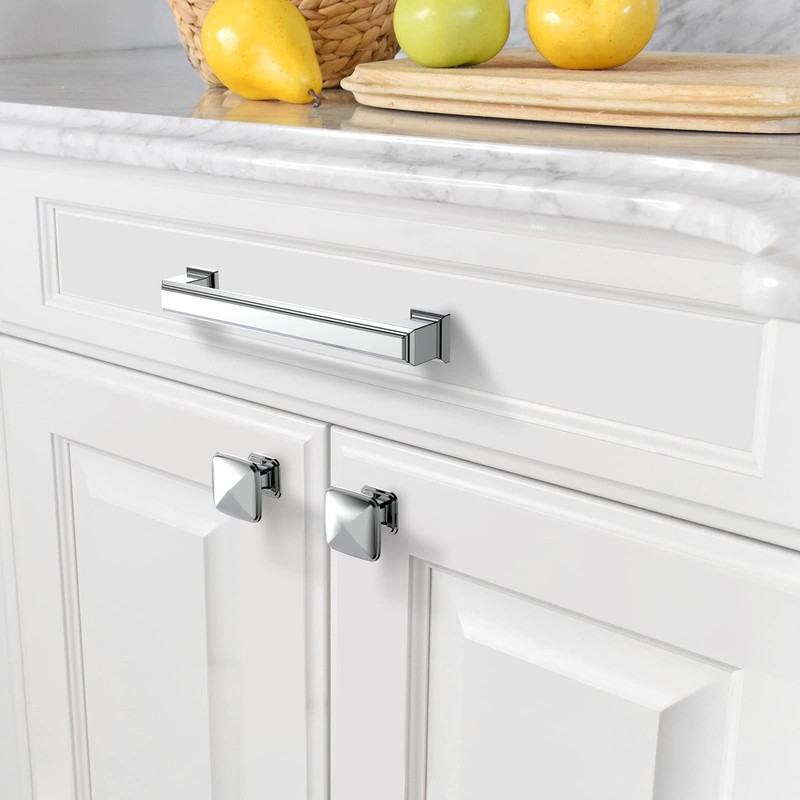 Amerdeco 10 Pack Polished Chrome Cabinet Pulls 5 Inch(128mm) Hole