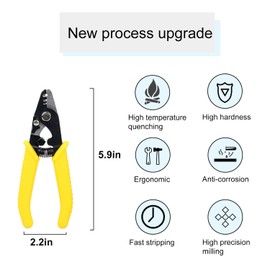 groword 6" Fiber Optic Stripper 3 Hole,Precision Wire Cutter/Wire Stripper for Installers and Electricians,Safe¬ Hurt nm Cable Wire Fiber Strippers with Small Adjustment Wrench