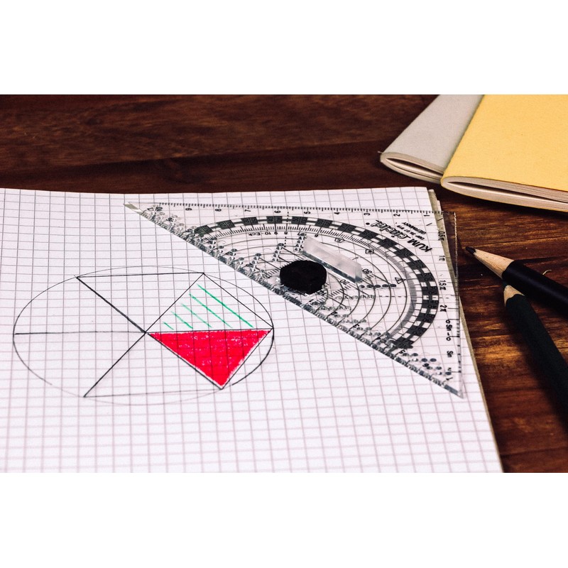 KUM AZ209.12.16-T Geometry Triangle and Compass 16 cm, Transparent, Pack