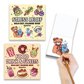 Mini Coloring Book for Adults and Kids, 2-Pack Travel Small Coloring Books, Pocket Size Adults Relaxation Coloring Books Stress Relief Adult Mini Coloring Book (Beige+Peachpuff)