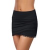 GRAPENT Women's Tassels Mid Waist Tulip Hem Shirring Swim Skirt