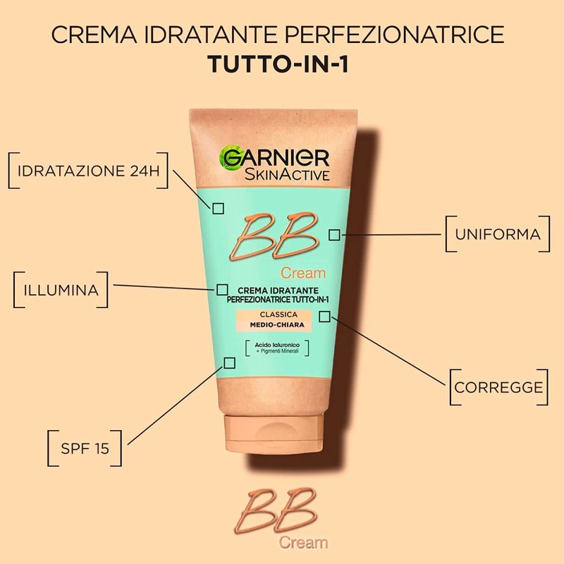 Garnier Skinactive BB Cream Perfecting Moisturising Face Cream SPF25 Medium-Light
