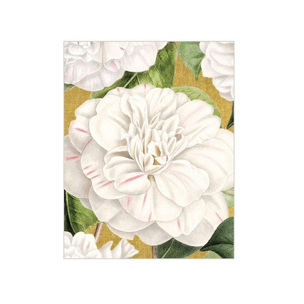 Caspari Camellia Garden Gift Enclosure Cards in Gold - 4 Mini Cards & Envelopes