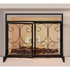 Calidola Large Flat Fireplace Screen with Doors, Wrought Iron Frame