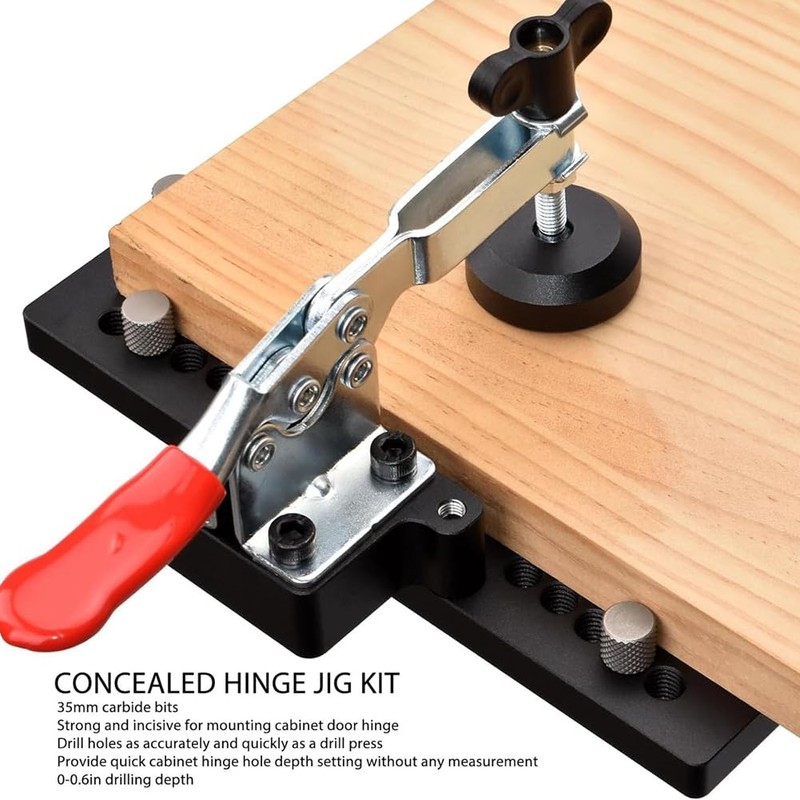 Hopbucan 35mm Concealed Hinge Jig Kit with Drill Guide Position,