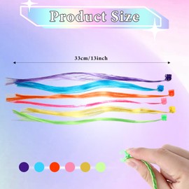 36 Pcs Colored Hair Extensions for Kids, Nylon Rainbow Colored Hair Extensions Girls, Colorful Hairs Accessories for Girl, Color Hairs Extension for Girls Ponytails Accessories