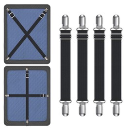 Yoovat Couch Cushion Covers Holder Straps Sofa Couch Covers Sofa Slipcover Holder Clips 10 to 60in(25-160cm) Adjustable Elastic Straps for Sofa Covers Cushion (4 Pcs Black)