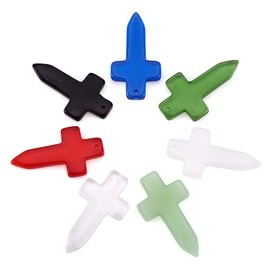 Boutigem 28Pcs Cross Crystal Pendants Crucifix Dangle Charms Easter Religious Charms Ornaments 7 Colors 37mm for Necklace Earring Jewelry Making