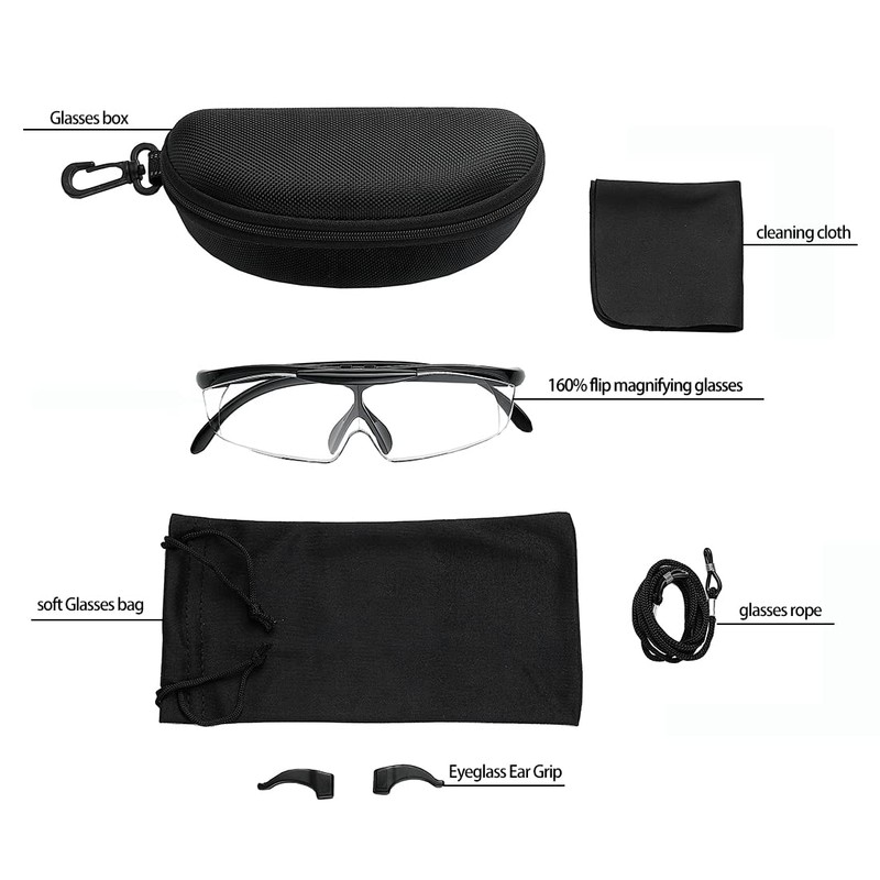Magnifying Glasses, 160% Magnification, Flip Up Down Lens, 1.6X Hands-Free