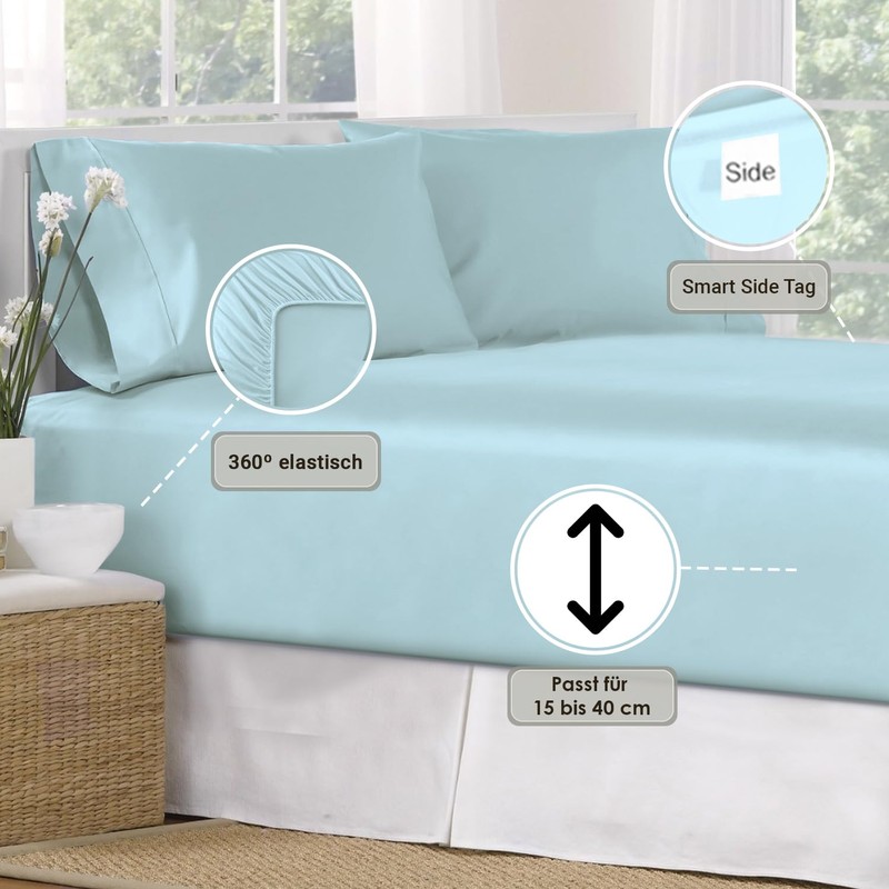 Pizuna 600 Thread Count Cotton Fitted Sheet 90 x 200