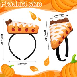 Hoteam 2 Pcs Pumpkin Pie Headband for Women Thanksgiving Funny Hairband Pie Party Favor Supplies Thanksgiving Accessories Fall Costume Dress up Headband