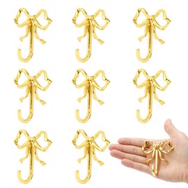 XHIPY 10 Pcs Gold Bow Hooks, Bow Hooks for Wall, Bow Decoration Hook,Decorative Hook, Suitable for Room, Bathroom, Love Shack Fancy Decor (Gold)