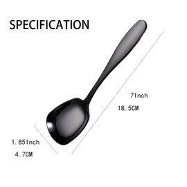 MIUPOO Square Head Spoons, Korean Style Square Spoon,Thick Heavy Stainless Steel Soup Table Dinner Spoons Flat Spoon,7 Inches/18.5 cm,Set of 4,Black
