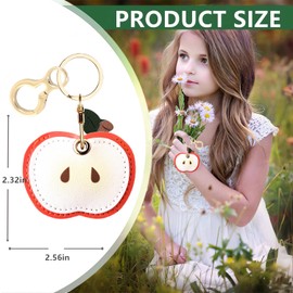BORKUANA Leather Keychain Holder Case Compatible with AirTag,Cute Big Eyed Fruit Element Protective Air Tag Cover with KeyRing,Anti-Scratch Finder GPS Tracker Case for Wallet,Keys,Bag,Pets(Fruit)