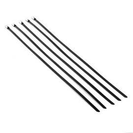 Auto Dynasty 10pcs 12 inches 300mm Long Stainless Steel Wrap/Cable Zip Tie (Black)