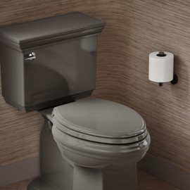 KOHLER 4733-RL-58 Glenbury ReadyLatch Quiet Close Elongated Toilet Seat, Soft Close Toilet Seats, Thunder Grey