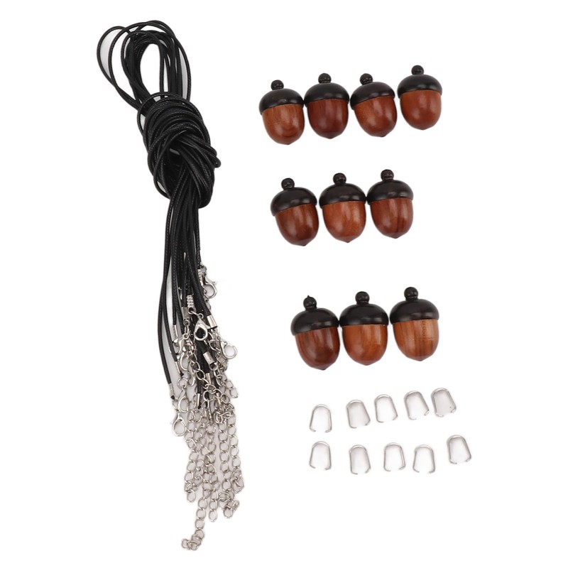 10PCS Wooden Nut Acorn Pendant Necklace Acorn Box Clasp Nylon