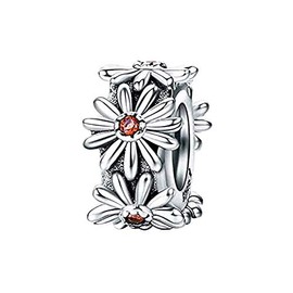 ABAOLALA - Abalorio espaciador de plata de ley 925 con clip de abalorio de silicona para pulsera y collar, Plata, plateado