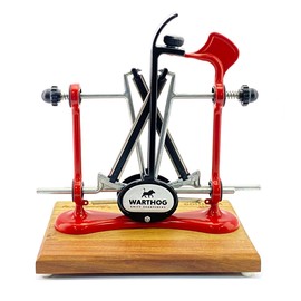 Warthog V-Sharp Elite Knife Sharpeners with Deluxe Wooden Base, 325 Grit Diamond Rods with Adjustable Angles, Professional Knife Sharpener System, Metal Frame Construction, Red