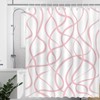 Avezano Grey Striped Shower Curtain Modern Abstract Wavy Grey Bathroom