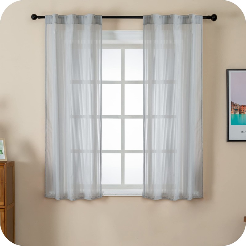 GIRASOLE HOME® Pair of Vertical Stripe Filter Curtains for Windows